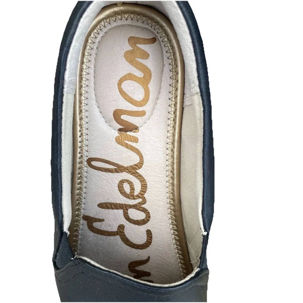 Sam Edelman Kassie Black Leather espadrille Flat Sneaker Logo Hardware Size 8‎ M
